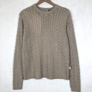 VTG AVIREX Y2K Sweater Men's‎ Sz L Cream 100% Cotton Cable Knit Crew Neck L/S
